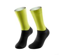 Besttoolifes yellow, Professional Cycling Mid-Calf Socks with Pneumatic Silicone Anti-Slip Strips, Moisture-Wicking MITI Fabric, One Size Fits All for Road Cycling, Running & Fitness