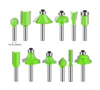 BesttoolifesFor Woodworking Cutter Sets Containing Twelve 1/4 Size Carbide Tipped Bits For Template Routing, Plunge Cutting, Edge Rounding On Various Wood Types