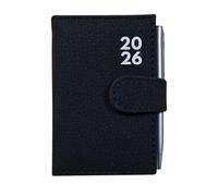 BESTUS - 2025 Pocket Diary, Day a Page, Hardback Cover, Pen Holder with Stud Close, Day Planner - Black