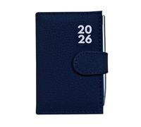 BESTUS - 2026 Pocket Diary, Day a Page, Hardback Cover, Pen Holder with Stud Close, Day Planner - Blue