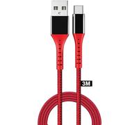 Bestus Accessories - USB to USB C Cable, 3M (9.8ft), USB C Charger Cable, Durable Nylon Braided, High-Speed Charging & Data Transfer, Compatible for Samsung Galaxy S22/S21/S20, Pixel 8/7/6, PS5 - RED