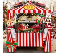 Bestview Carnival Trunk or Treat Car Decorations Kit for Halloween, Circus Theme Trunk Decor for SUV Van Truck, Red & White Stripe Backdrop, Reusable Trunk Decoration for Holiday Party & Events