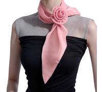 Bestvisse Rose Flower Silk Scarf for Women French Necktie Decorative Neck Scarf Elegant Handtied Neck Scarf Triangle Scarves