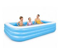 Bestway 10ft Family Inflatable Paddling Pool, Large Garden Swimming Pool | Spacious 3.5m family pool with 3-ring design, durable vinyl walls, wide sides, quick deflation, summer fun