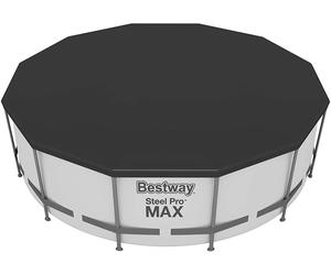 BESTWAY 12FT FLOWCLEAR STEEL PRO MAX POOL COVER PVC FAST EASY SET ROUND SWIMMING