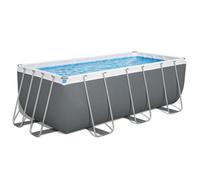 Bestway 13.6ft Steel Pro Max Above Ground Pool, with Pump and Ladder Rectangular Pool Set, Grey