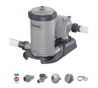 Bestway 58392E Flowclear 2500 GPH Water Filter Pump for Above-Ground Swimming Pools with Customizable Timer and Set of Adapters