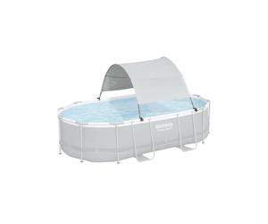 Bestway 93801 Above Ground Pool Canopy White Sunshade UPF 40+ | Fits Rectangular/Oval 2.1-3.4 m, Easy 10-Min Install