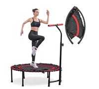 Bestway AeroBounce Rebounder Trampoline - 47"/53" Low Impact Foldable Mini Exercise Trampoline with Adjustable Foam Handlebar
