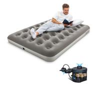 Bestway Premium Camping Double Airbed with Cordless Battery Pump | Double Flocked Inflatable Bed Portable, Air Mattress, Outdoor Camping Air Bed, Fast Inflation