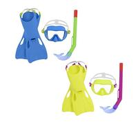 Bestway Kids Snorkel Mask | Diving Mask for Ages 3+, Anti-Leak, UV Protected, Adjustable Snorkel Masks, Crusader Essential, 2 Assorted Colours