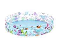 Bestway Deep Dive Inflatable Kids Pool, Sea Theme, 3 Ring Paddling Pool with Underwater Graphics, Easy Inflate Kiddie Outdoor Pool