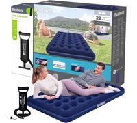 Bestway Double Inflatable Mattress Soft Top Blue + Air Pump Included