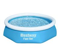 bestway fast set inflatable swimming pool round 244x61cm in blue