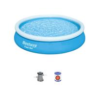 Bestway Fast Set Round Pool Bundle, 12Ft Swimming Pool, Blue