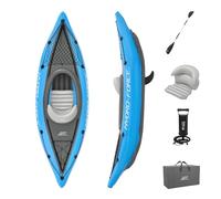 Bestway Hydro-Force Inflatable Kayak vidaXL - Lightweight, Portable and Durable Design for One Person, Ideal for Camping, Fishing and Cruising on Lakes and Calm Rivers - Blue/Grey