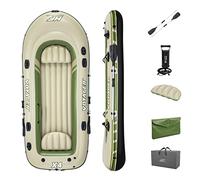Bestway Hydro-Force Voyager X4 Inflatable 4 Person Water Raft Outdoor Floating Boat Set | Includes Inflatable Boat, Aluminum Oars, Hand-Pump and Carry Bag