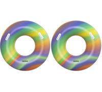 Bestway Inflatable Swimming Ring for Teens and Adults, Durable Inflatable Swimming Float, Summer Water Pool Toys, Rainbow Colours (Pack of 2)
