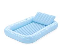 Bestway Inflatable Tanning Lounge, Swimming Pool Float, Sun Tanning Pool Floatie Blow Up Tanning Raft with Pillow and Cup Holder, Blue