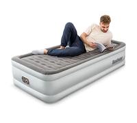 Bestway King Queen Double Single Size Air Bed | Airbed with Built-in Electric Pump, Fast Inflation, Wave Beam Support Mattress with Storage Bag, Grey
