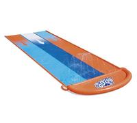 Bestway Orange & Blue Rectangular Triple Lane With Sprinkler System At One End Water Slide
