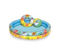 Bestway Planschbecken-Set Wasserfreunde 122 x 20 cm - 137 L, 2 Luft-Ringe, Sicherheitsventile | BW51124-19