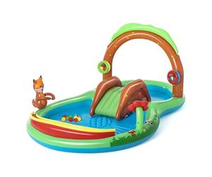 Bestway Play Swimming Pool, Friendly Woods Kids Pool Slide Set, 2+, Multicolour