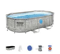 Bestway Power Steel Swim Vista Oval Swimming Pool Set, 14'x8'2"x39.5"