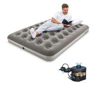 Bestway Premium Camping Double Airbed with Cordless Battery Pump, Single Flocked Inflatable Bed Portable, Air Mattress, Outdoor Camping Air Bed