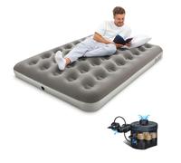 Bestway Premium Camping Double Airbed with Cordless Battery Pump, Single Flocked Inflatable Bed Portable, Air Mattress, Outdoor Camping Air Bed