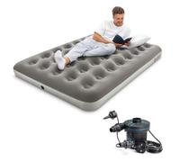 Bestway Premium Camping Double Airbed with Handheld Electric Pump, Double Flocked Inflatable Bed Portable, Air Mattress, Outdoor Camping Bed