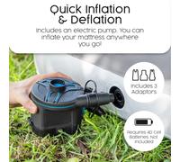 Bestway Premium Camping Single Airbed with Cordless Battery Pump, Single Flocked Inflatable Bed Portable, Air Mattress, Outdoor Camping Air Bed