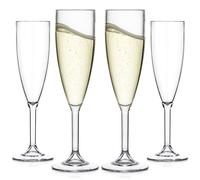 Bestway Set of 4 Unbreakable Champagne Flutes, 187ml Reusable Plastic Glasses for Prosecco, Picnics, Festivals, Camping & Celebrations, BPA-Free, Polycarbonate, Dishwasher Safe