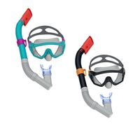 Bestway Snorkel Mask for Adults | Diving Mask with UV Protection, Anti-Leak, Adjustable Strap, Spark Wave Set, 2 Assorted Colours
