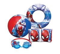 Bestway Spiderman Swimming Pool Set, Bundle of 20" Beach Ball, Arm Bands, Googles & Swim Ring Tube for Swimming Pool Activities, Water Park, Beac