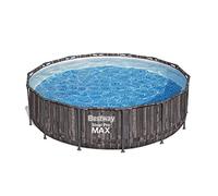 Bestway Steel Pro MAX Frame Pool Complete Set with Filter Pump Diameter 427 x 107 cm Wood Look (Bog Oak), Round