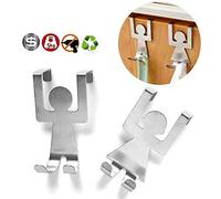 BestWayKitchen Over Door Hooks Stainless Steel Kitchen Towel Rack Storage Drawer Hanger Human Shape - 2pcs