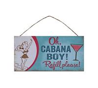 BESTWD Highland Graphics Beach Oh Cabana Boy Wooden Sign Decor, Blue and Pink, 5" x 10"