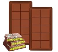 Bestwishing Deep Chocolate Moulds, 2 PCS Big Chocolate Bar Moulds Silicone Thick Candy Bars Moulds