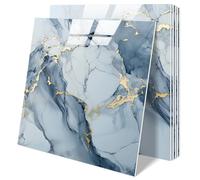 BESTWOO 10 Sheet Wall Tiles Stickers PET Marble Peel and Stick Backsplash Glossy Self Adhesive Tile for Bathroom Kitchen 12"x12" (Metallic Blue, 30.5x30.5cm(10pcs))