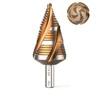 Bestwork Four Spiral Flute Step Drill Bit Set, 7/8" - 1-3/8"(12 Step Size) Unibit Step Drill Bits, 3/8" Hex Shank Step Bits for Metal Aluminum, Wood, Plastic (19 Size)