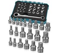 Bestwork Insert Stubby/Low Profile Torx Bit Set, 22-Piece Hex Bit Ratchet Set for Tight Space