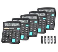 BESTWYA Calculators, 12-Digit Dual Power Handheld Desktop Calculator with Large LCD Display Big Sensitive Button (Black, Pack of 5)