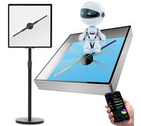 BESTXH 3D Hologram Fan Projector, 20W Fan Display Animation Video Projector, Equipped with 244 High Gloss LED Beads, Smart Wireless Control for Business Signs, Bar,A