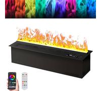 BESTXH 3D Water Vapor Fire Places Electric Fireplace, Realistic Atomized Flame, Control Electric Steam Fireplace Stove, Automatic Water Fullfill and Drainage Made,Black,100cm