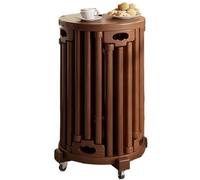 BESTXH 6-in-1 Solid Wood Stackable Stool, Multi-Functional Round Side Table, Space-Saving Vintage Nesting Stool, Load-Bearing 300kg, for Living Room, Dining Room, Bedroom,Walnut,With wheels