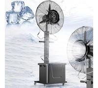 BESTXH Black,750mm/29.5in, Oscillating Misting Fan, Commercial Floor Fan With Water Tank, Pedestal Industrial Spray Fan, Atomizing Fan, 3 Cooling Speeds, for Outside Restaurant Factory Workshop