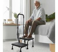 BESTXH Black, Step Stool for Seniors, 2 Stepping Stool for Bed, Medical-Grade Footstool Supporting Up to 350 lbs, Adjustable Handrail &Non-Skid Platform, for Adults, Elderly, Bedside