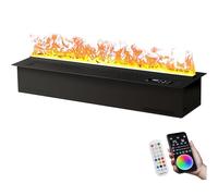 BESTXH Decorative Water Vapor Electric Fireplace Humidifier with 3D Atomizing Flame, 3mm Ultra-Thin Panel, Touch Screen/Remote Control, Automatic Water Filling,Black,50cm