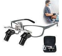 BESTXH Dental Ergonomic Binocular Loupes, 4.0X/5.0X Ergo/ 6.0X Loupes Working Distance 350-450mm Surgical Magnifying Glasses, 5W LED Headlamp Four Level Adjustable,Black,6.0X